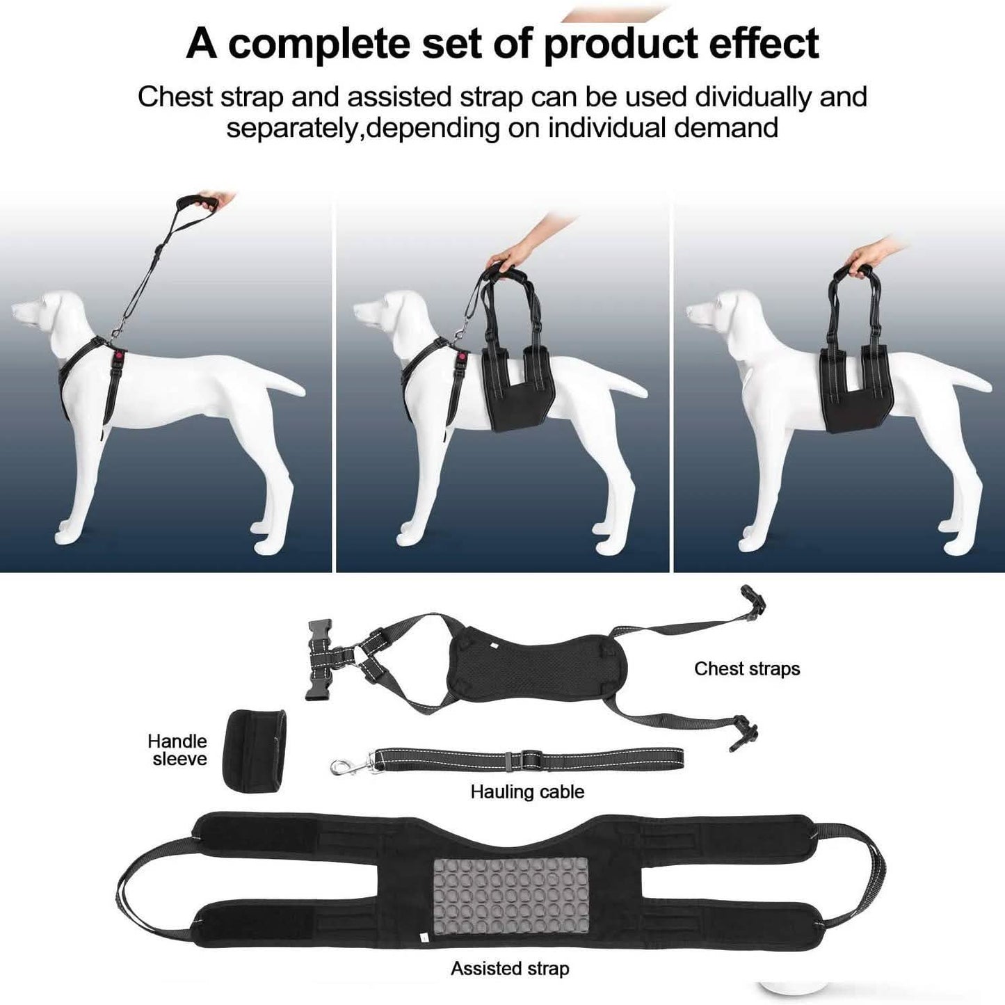 Support Harness Set Adjustable Chest Sling Strap for Elderly Disable Dog