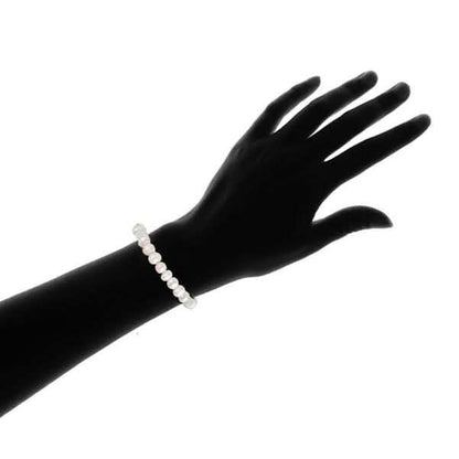 Swarovski Crystal Ball And Genuine Freshwater Pearl Stretch Bracelet