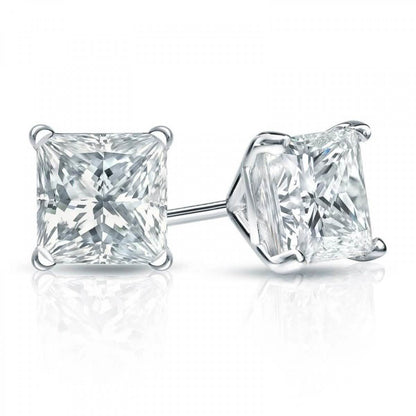 Swarovski Crystals Princess-Cut Stud Earrings