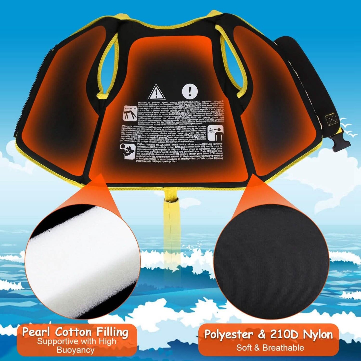 Swim Vest for Kids Float Jacket with Adjustable Crotch Strap