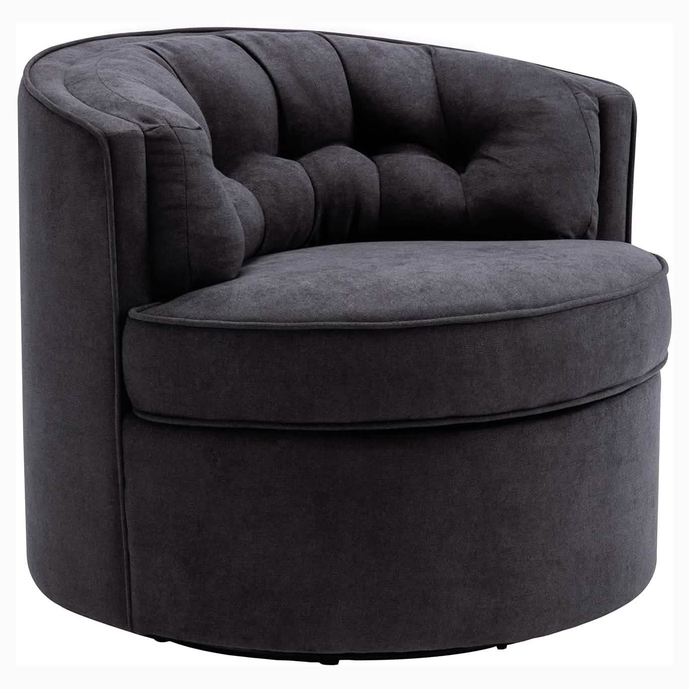 Swivel Accent Linen Fabric Bucket Reading Chair