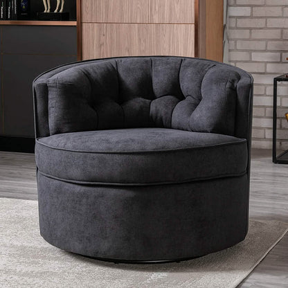 Swivel Accent Linen Fabric Bucket Reading Chair