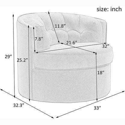 Swivel Accent Linen Fabric Bucket Reading Chair