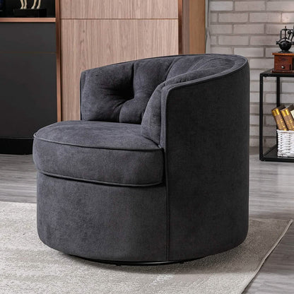 Swivel Accent Linen Fabric Bucket Reading Chair