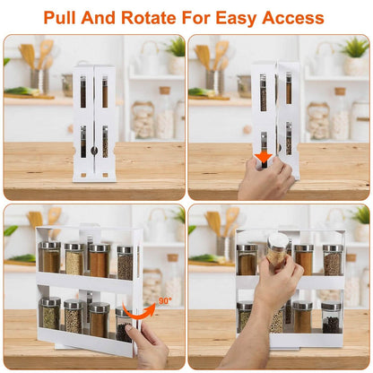 Swivel Cabinet Organizer Revolving Kitchen Rack Spice Organizer