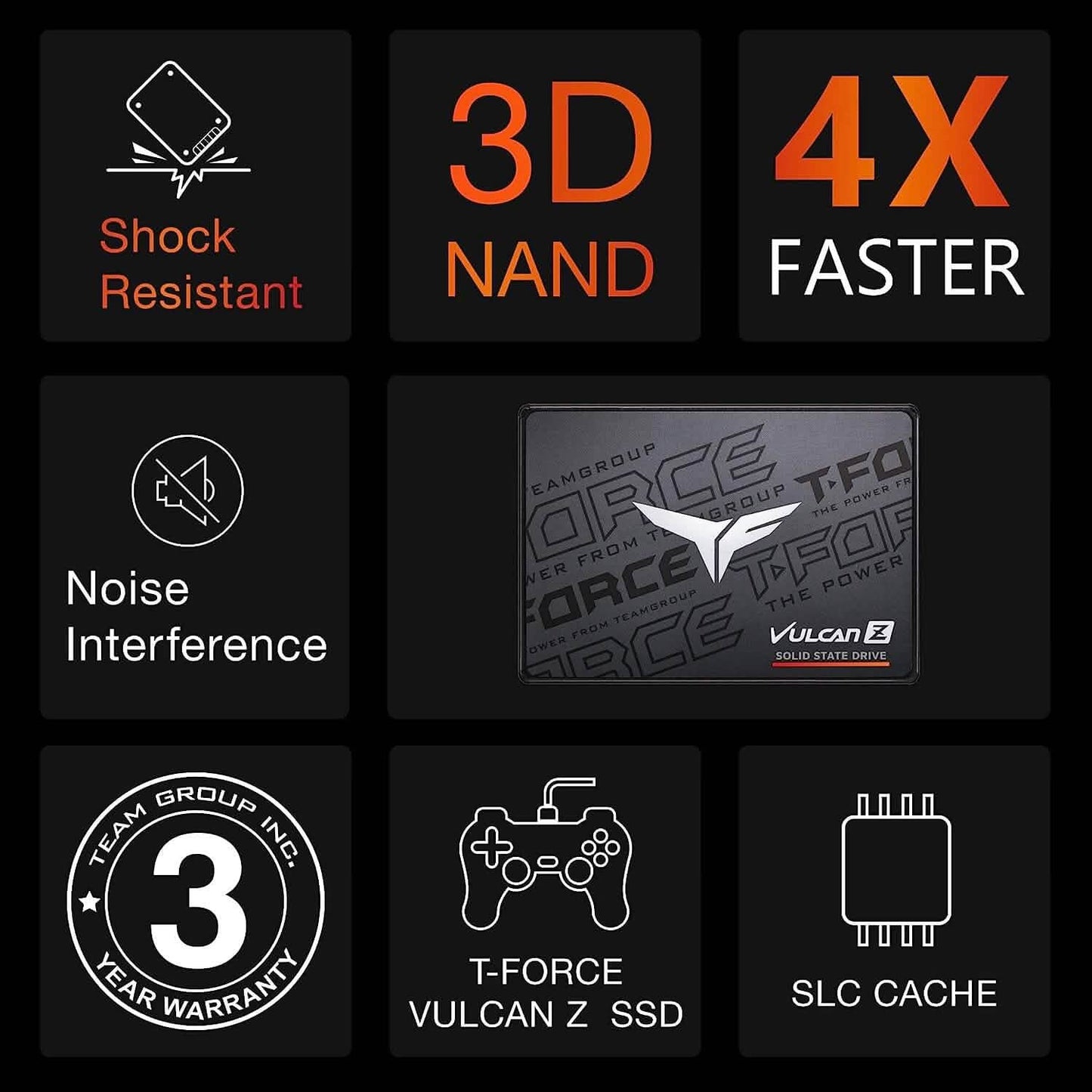 T-Force Vulcan Z 2TB SLC Cache 3D NAND TLC 2.5 Inch SATA III Internal Solid State Drive (Refurbished)