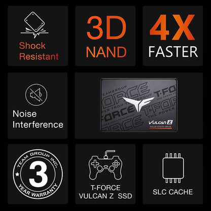 T-Force Vulcan Z 2TB SLC Cache 3D NAND TLC 2.5 Inch SATA III Internal Solid State Drive (Refurbished)