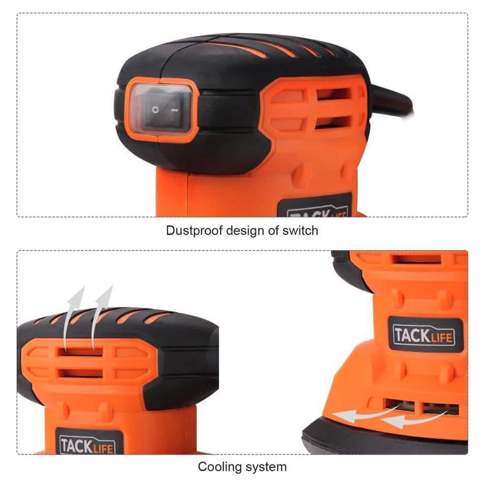 Tacklife Classic Mouse Detail Sander With 12 Pieces Sandpapers