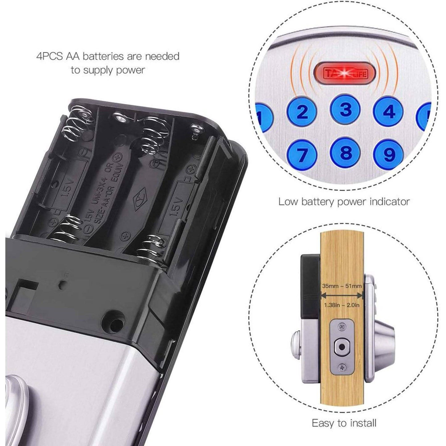 TACKLIFE Keypad Electronic Deadbolt Door Lock, Keyless Entry Door Lock With 1-Touch Motorized Auto-Locking