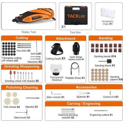 Tacklife Rotary Tool Kit with Upgraded MultiPro Keyless Chuck RTD35ACL
