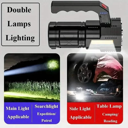 Tactical LED Flashlight, 800mAh Rechargeable Via USB, High-Power Light With 4-Mode Output