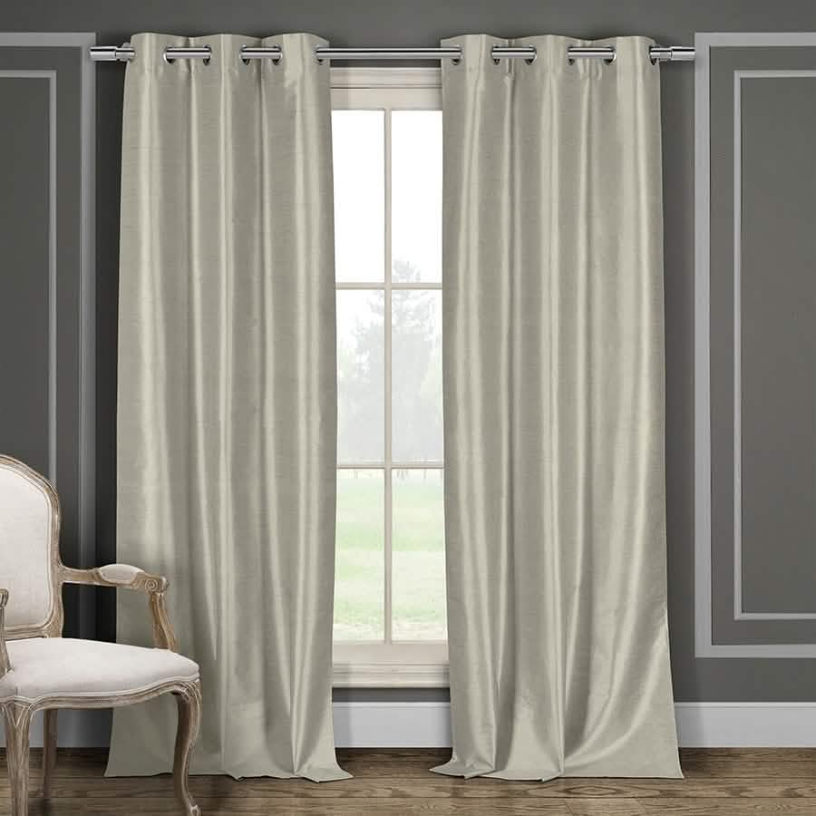 Heavy Faux-Silk Double-Layered Blackout Thermal Panel Pair - Assorted Colors