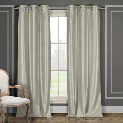 Heavy Faux-Silk Double-Layered Blackout Thermal Panel Pair - Assorted Colors