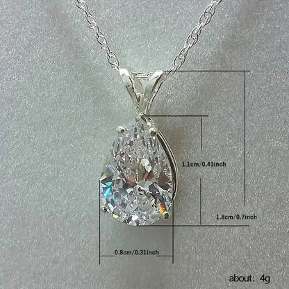 Teardrop Shaped Zirconia Pendant Copper Necklace