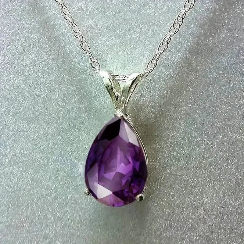 Teardrop Shaped Zirconia Pendant Copper Necklace