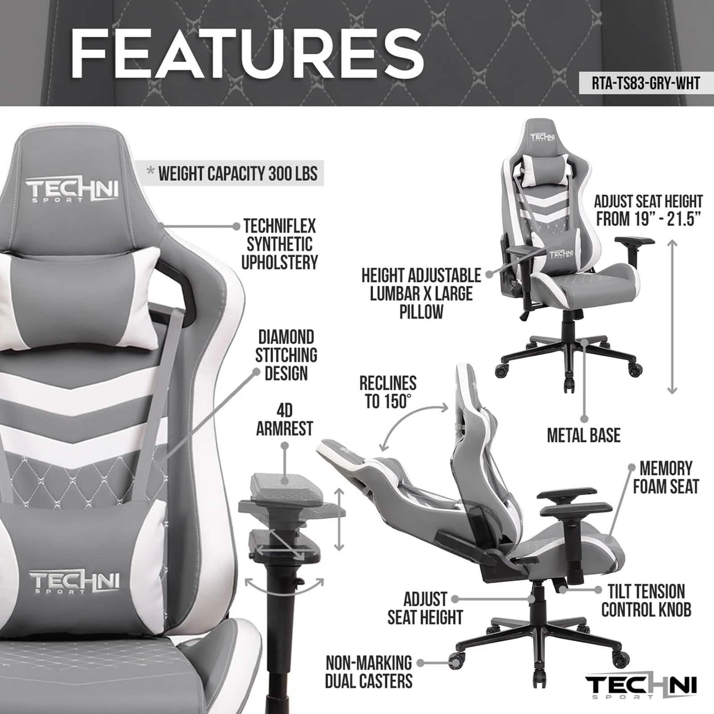 Techni Sport Ergonomic High Back Gaming Chair
