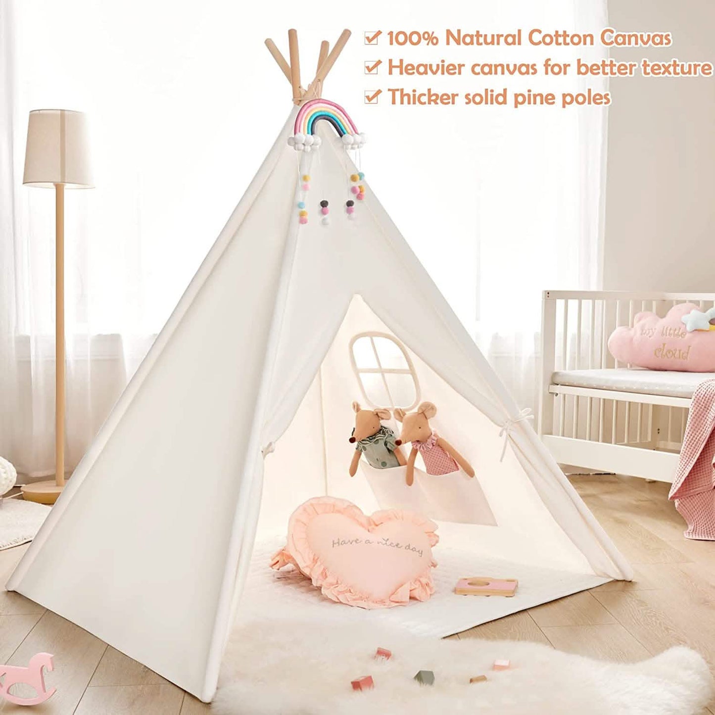 Teepee Tent for Kids - Play Tent Indoor Outdoor Cotton Canvas
