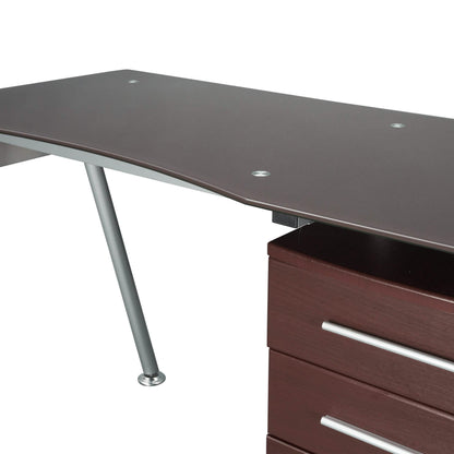 Tempered Glass Top Computer Desk with Storage