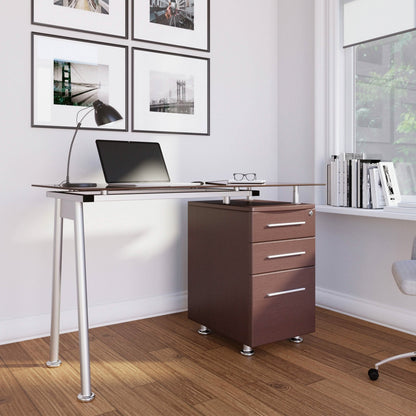 Tempered Glass Top Computer Desk with Storage