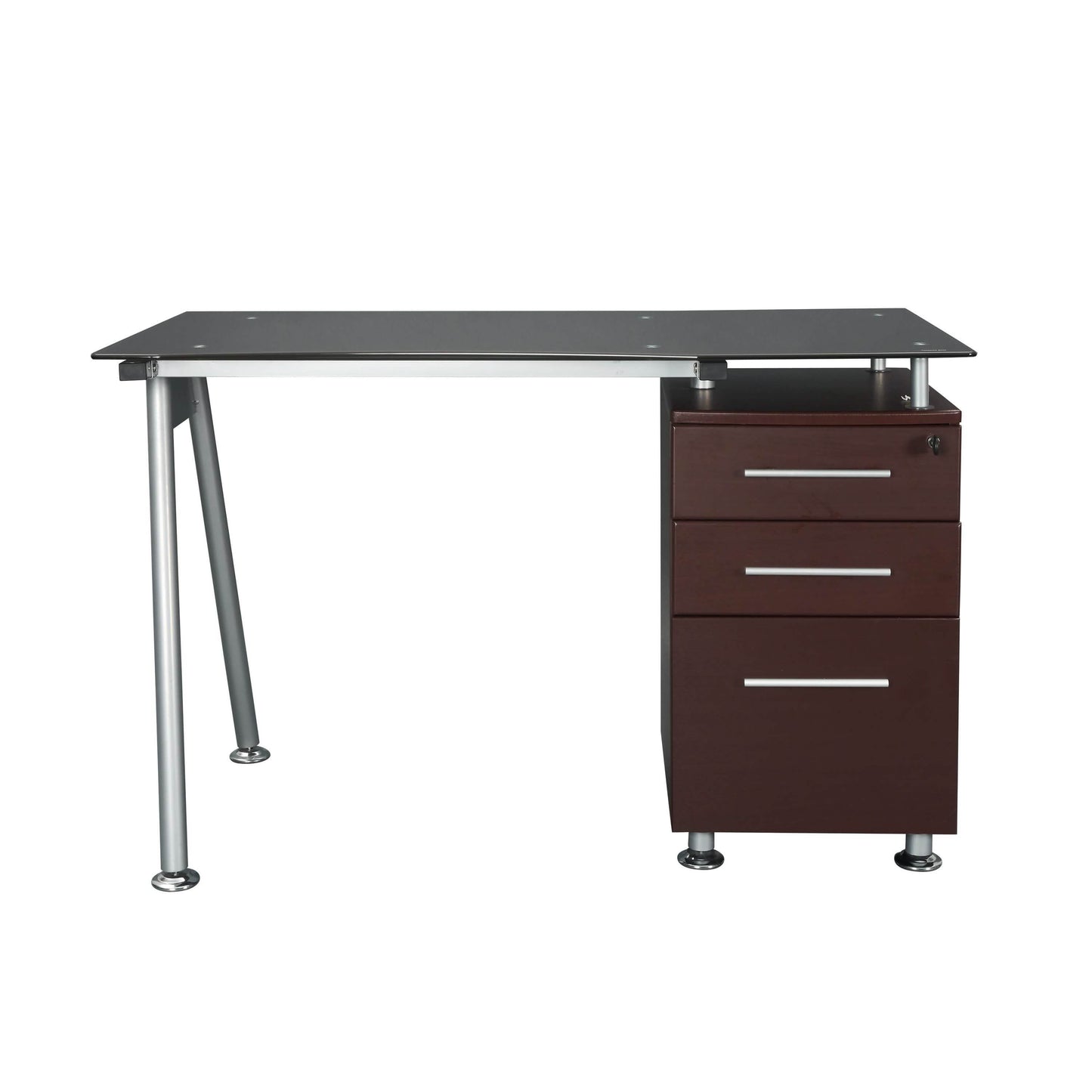 Tempered Glass Top Computer Desk with Storage