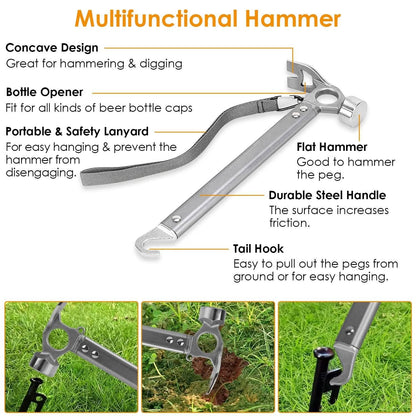 Tent Stakes Camping Hammer Set