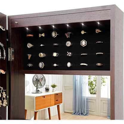 Tesmula Fashion Simple Jewelry Storage Mirror Cabinet With LED Lights