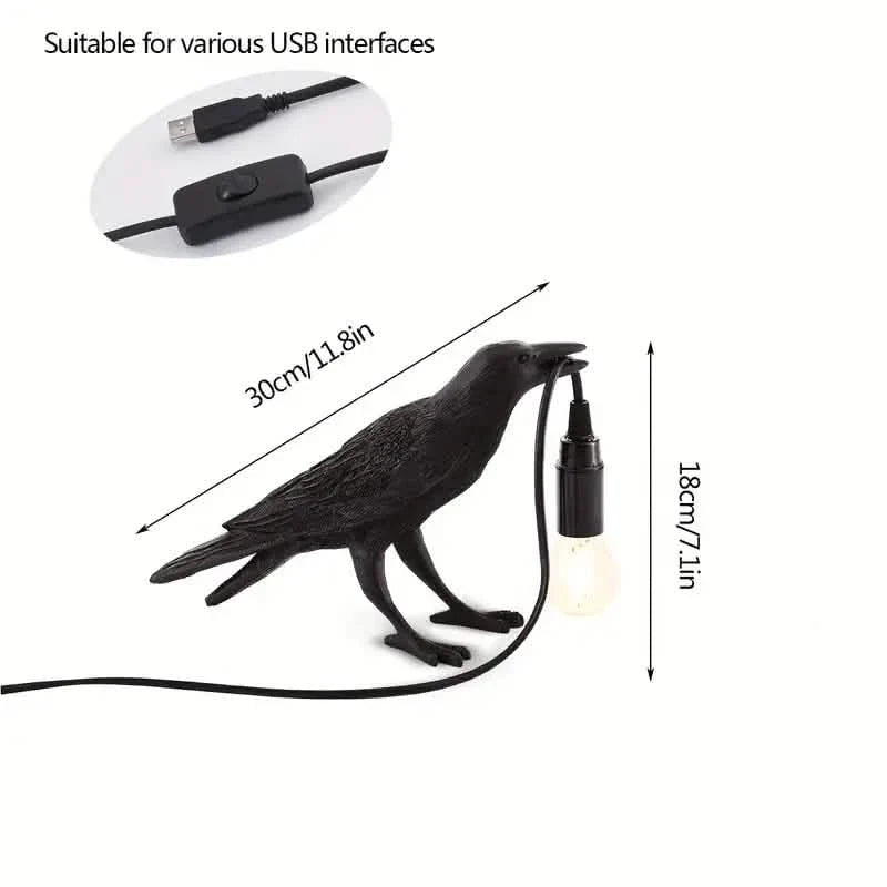The Gothic Crow USB Port Lamp