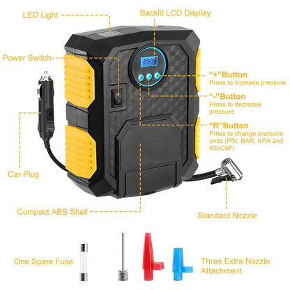 Tire Inflator 12V DC 120W 150PSI with LCD Electric Air Compressor