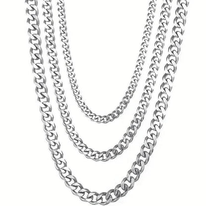 Titanium Stainless Steel Trendy Necklace Cuban Chain with Lobster Clasp