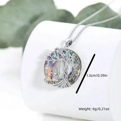 To My Granddaughter, Tree Of Life Sisters On The Swing Pendant Necklace