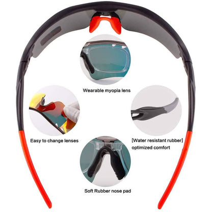 Toneoesol Polarized Sports Sunglasses with 5 Interchangeable Lenses