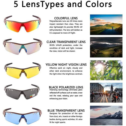 Toneoesol Polarized Sports Sunglasses with 5 Interchangeable Lenses