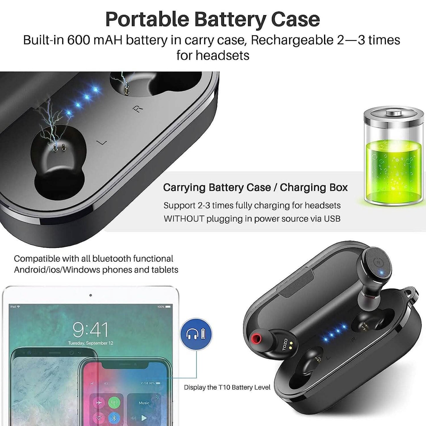 TOZO T10 Bluetooth 5.3 Wireless Earbuds (Refurbished)