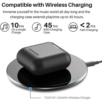 TOZO T6 True Wireless Earbuds Bluetooth 5.3 Headphones Touch Control with Wireless Charging Case (Refurbished)