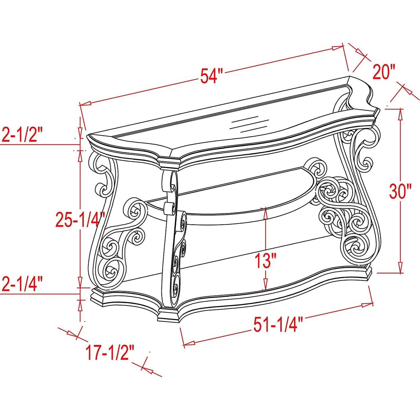Traditional Console Accent Sofa Table