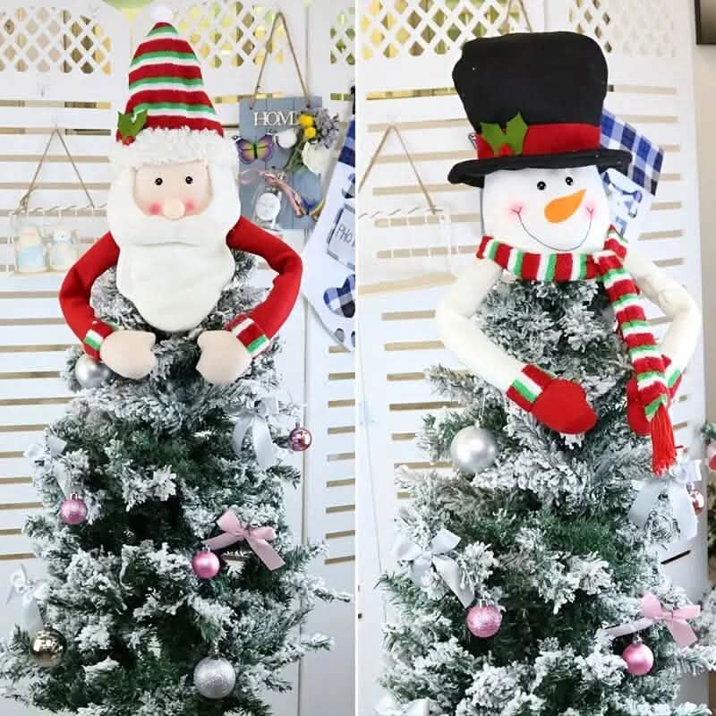 Traditional Wool Festive Christmas Tree Top Star and Snowman Decoration