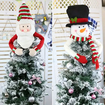 Traditional Wool Festive Christmas Tree Top Star and Snowman Decoration