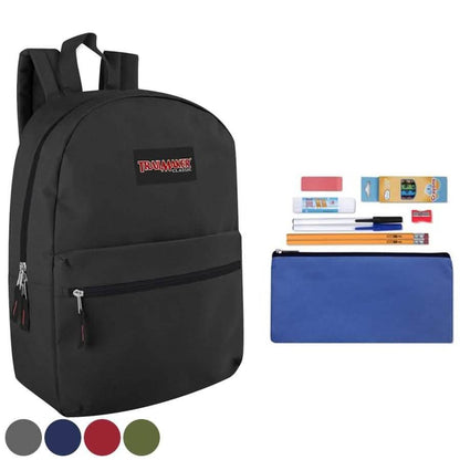 Trailmaker Classic 17 Inch Backpack + 12 Piece School Supply Kit