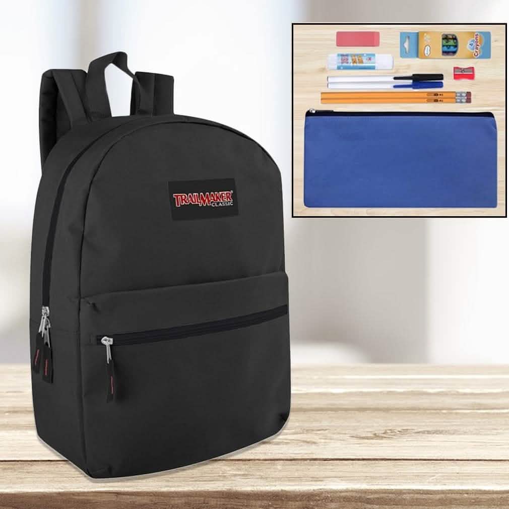 Trailmaker Classic 17 Inch Backpack + 12 Piece School Supply Kit