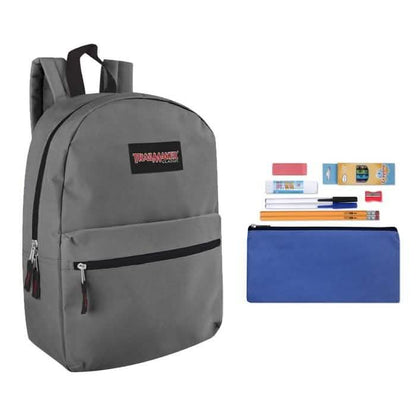 Trailmaker Classic 17 Inch Backpack + 12 Piece School Supply Kit