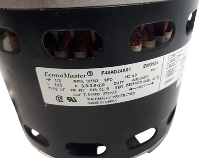 F48AD24A01 EconoMaster 3-Speed Furnace BLOWER MOTOR 1/3 HP 115 Volt EM3585