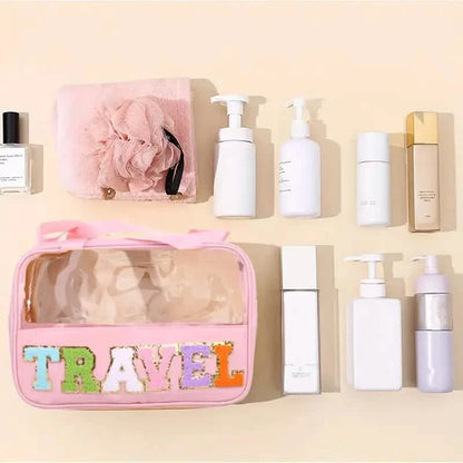 Transparent Letter Pattern Makeup Bag with Handle