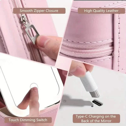 Travel Compact Touch Screen Tabletop Cosmetic Makeup Mirror with LED and 1200mAh