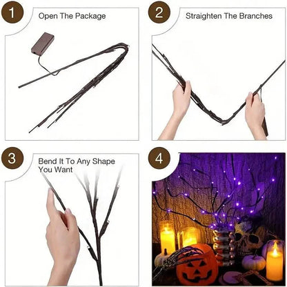 Tree Lamp Decoration Lights, 20 LED Purple Willow Branch Light