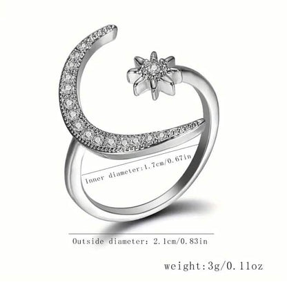 Trendy Cuff Ring Moon and Sun Design