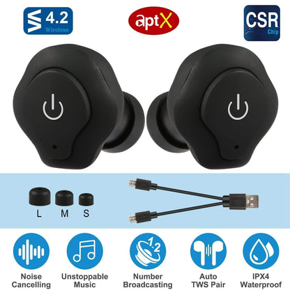 True Wireless Earbuds CSR v4.2 In-Ear Stereo Headsets