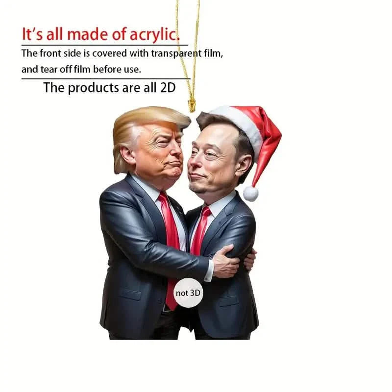 Trump & Musk Photo Acrylic Ornament Versatile Hanging Decor
