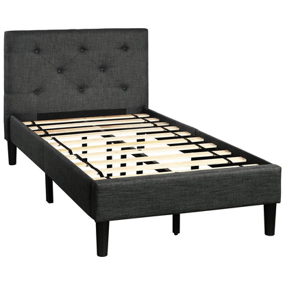 Tufted Platform Bed, Twin Size Button Upholstered Platform Bed