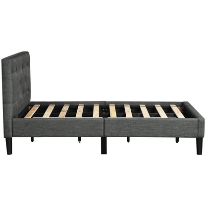 Tufted Platform Bed, Twin Size Button Upholstered Platform Bed