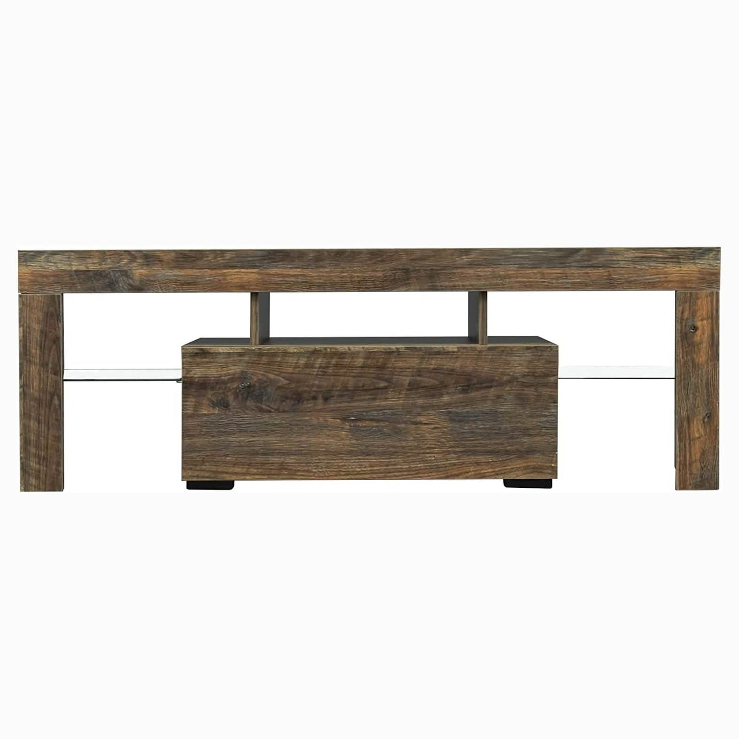 TV Stand with LED Lights Open Shelf Console Storage Table